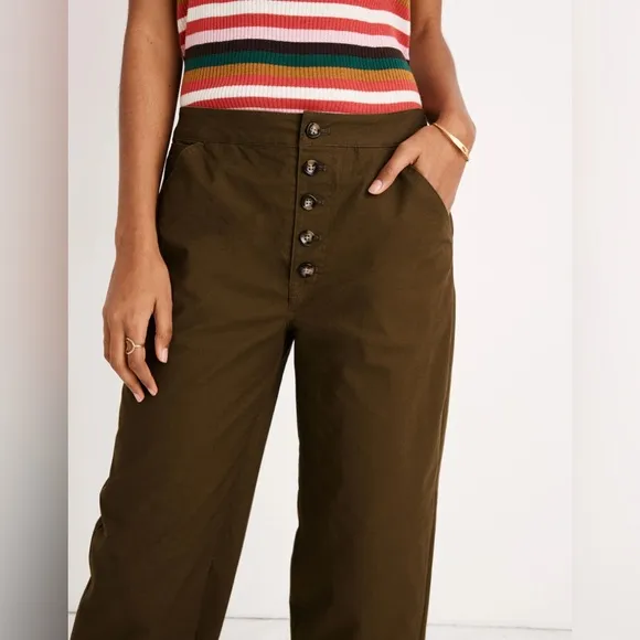 NWT Madewell Greenwich Relaxed Pants: Button-Front Edition - Pink - 25