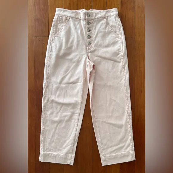 NWT Madewell Greenwich Relaxed Pants: Button-Front Edition - Pink - 25