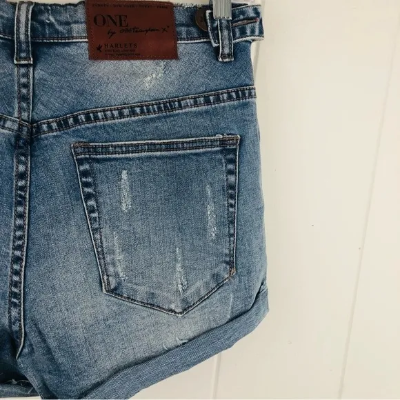 One Teaspoon Womens Blue Fox Harlets Denim Shorts Size 28