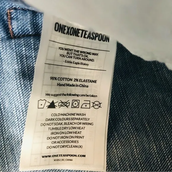 One Teaspoon Womens Blue Fox Harlets Denim Shorts Size 28