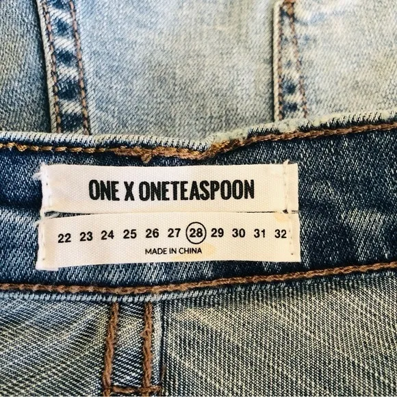 One Teaspoon Womens Blue Fox Harlets Denim Shorts Size 28