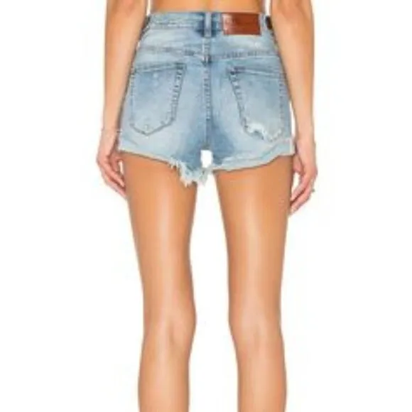 One Teaspoon Womens Blue Fox Harlets Denim Shorts Size 28