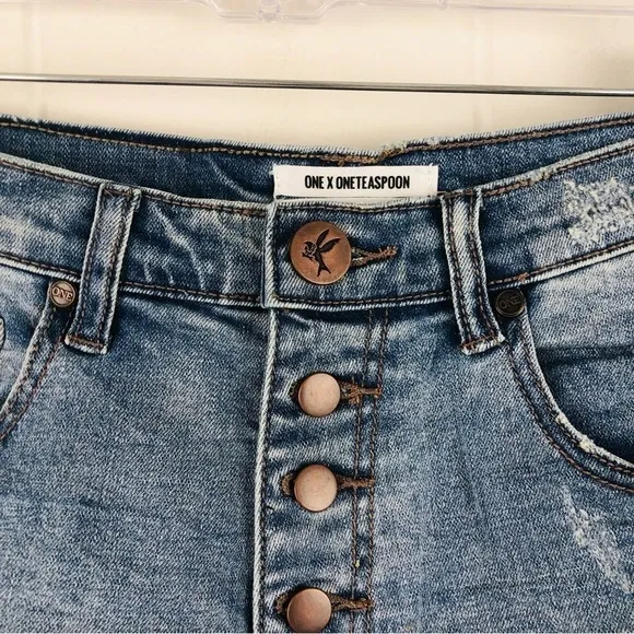One Teaspoon Womens Blue Fox Harlets Denim Shorts Size 28