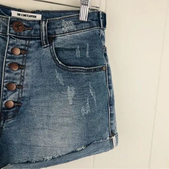 One Teaspoon Womens Blue Fox Harlets Denim Shorts Size 28