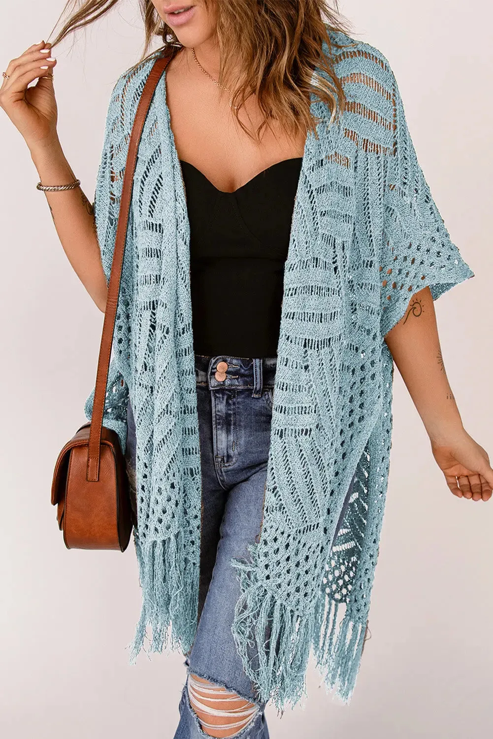 Open Front Cardigan with Fringes