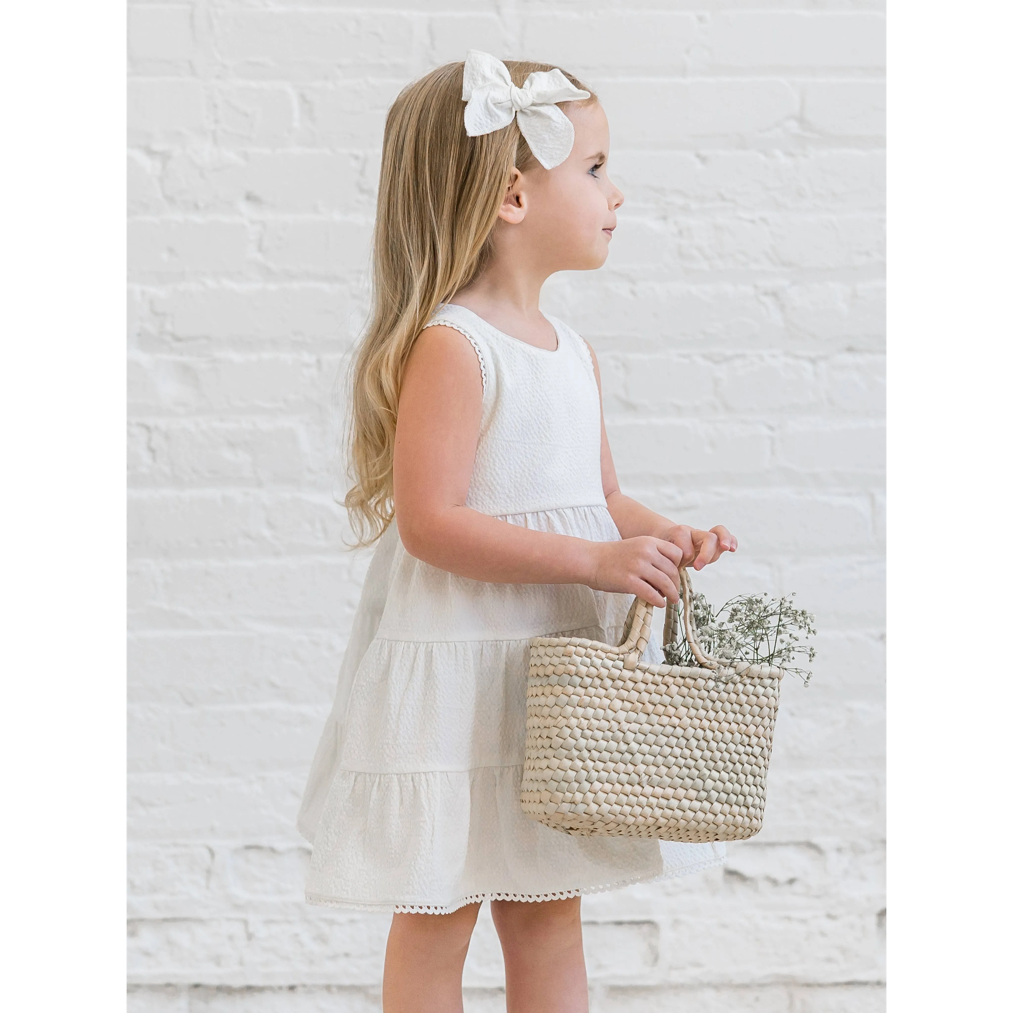 Organic Zoey Seersucker Tiered Dress - Coconut