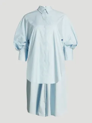 Oscar de la Renta Oversized High-low Stretch-cotton Shirt In Topaz
