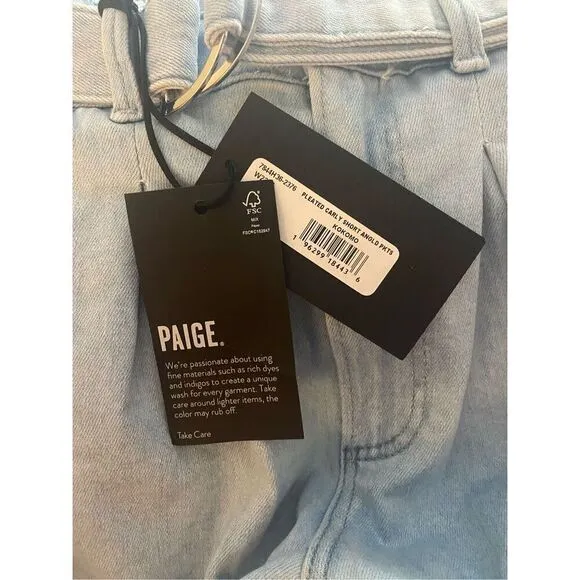 Paige NWT Pleated Carly Shorts in Kokomo Size 30
