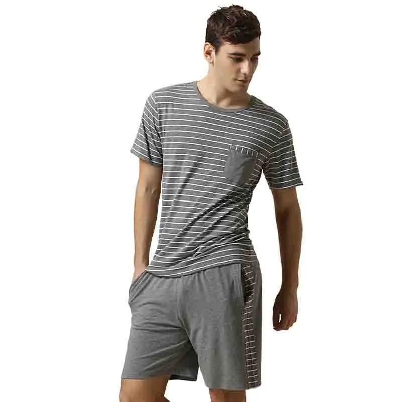 Pajamas For Men Couples Set Short sleeve shorts classic stripes high-grade Pajama sets
