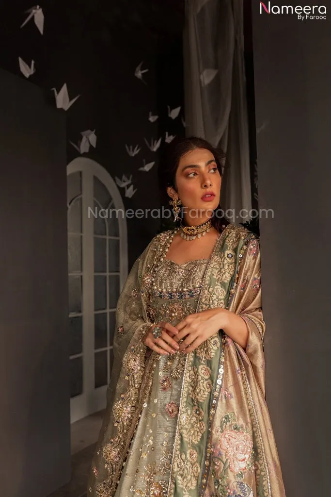 Pakistani Designer Mint Bridal Wedding Lehenga #BN1002