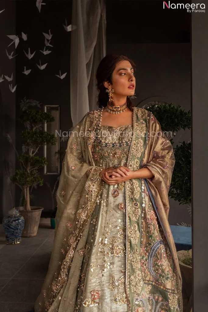 Pakistani Designer Mint Bridal Wedding Lehenga #BN1002