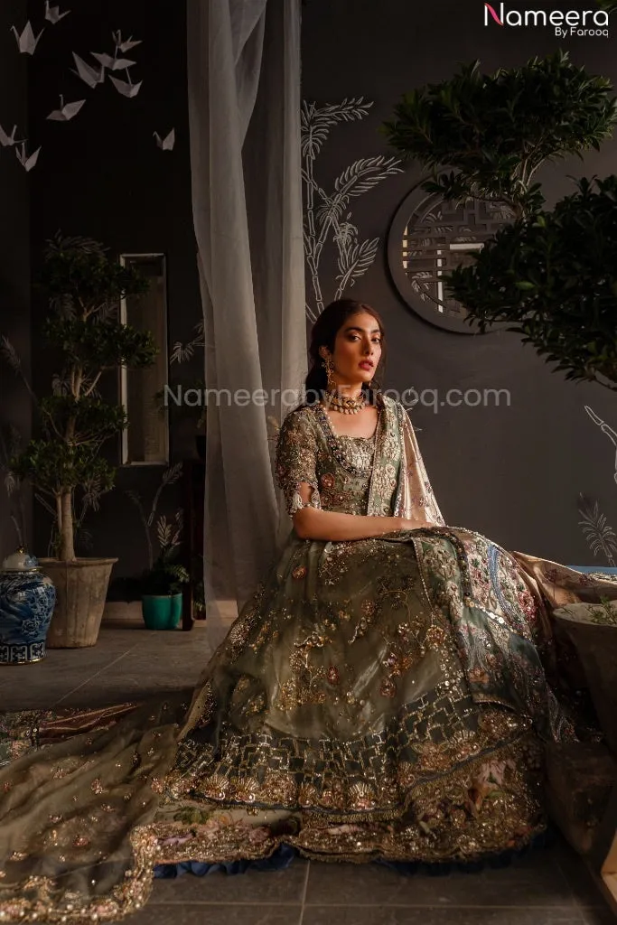 Pakistani Designer Mint Bridal Wedding Lehenga #BN1002