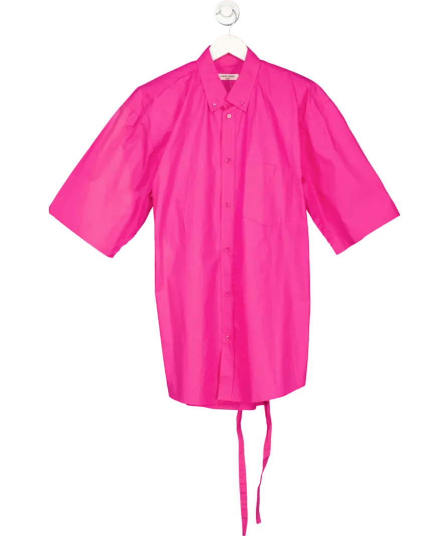 Paper Moon Seoul Pink Shoulder Pads Shirt Dress 100% Cotton One Size
