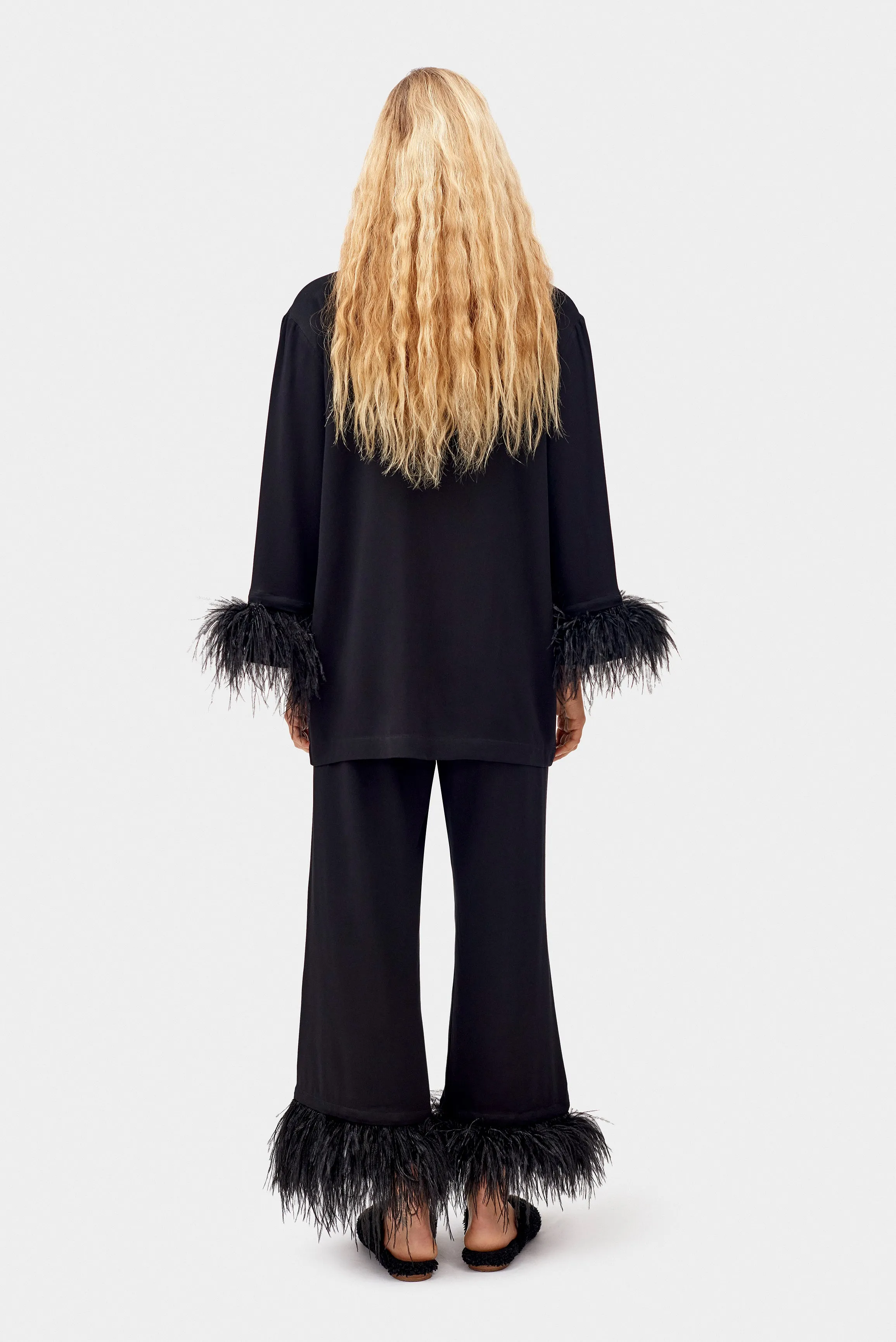 Party Pyjamas Set with Detachable Feathers - Black