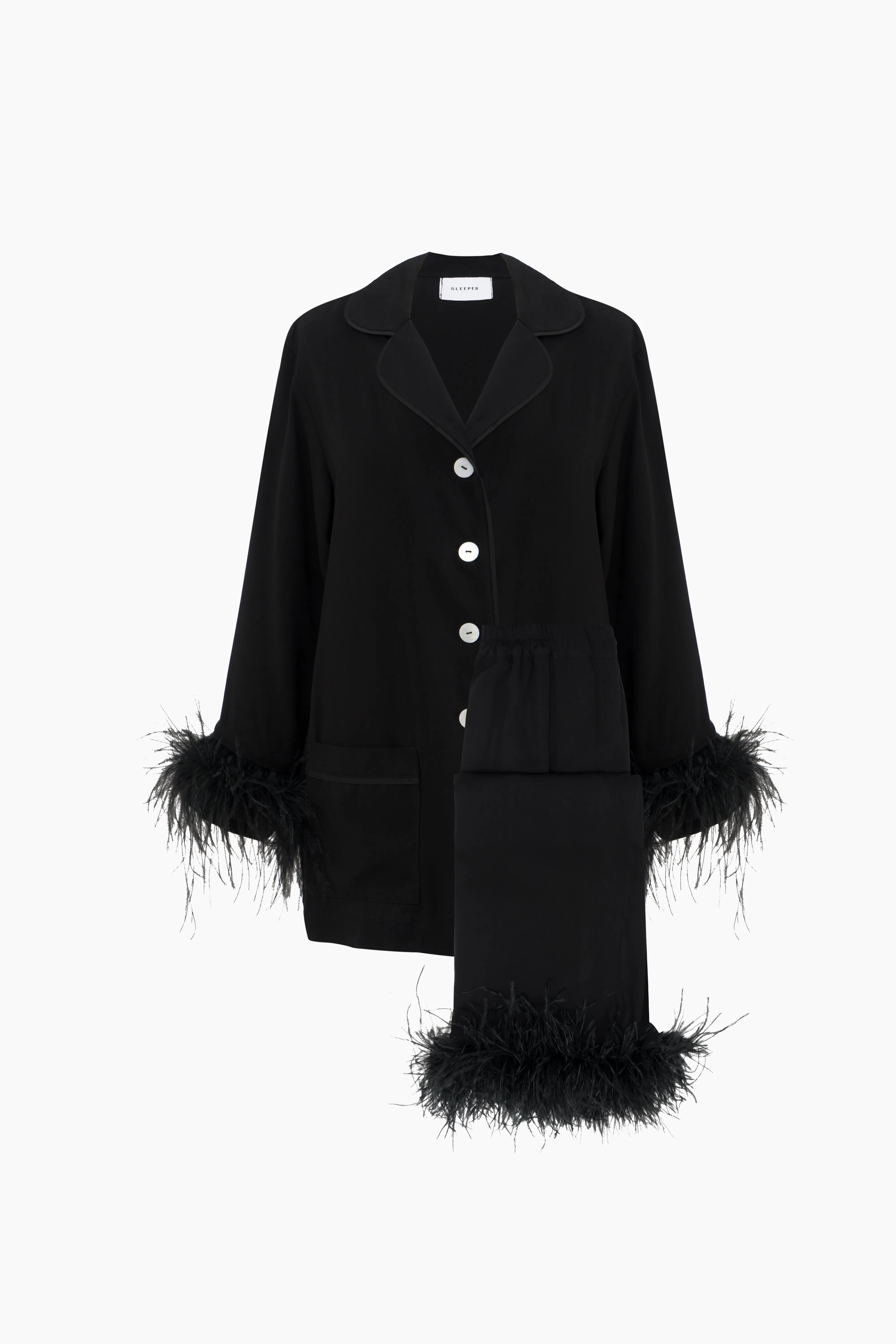 Party Pyjamas Set with Detachable Feathers - Black