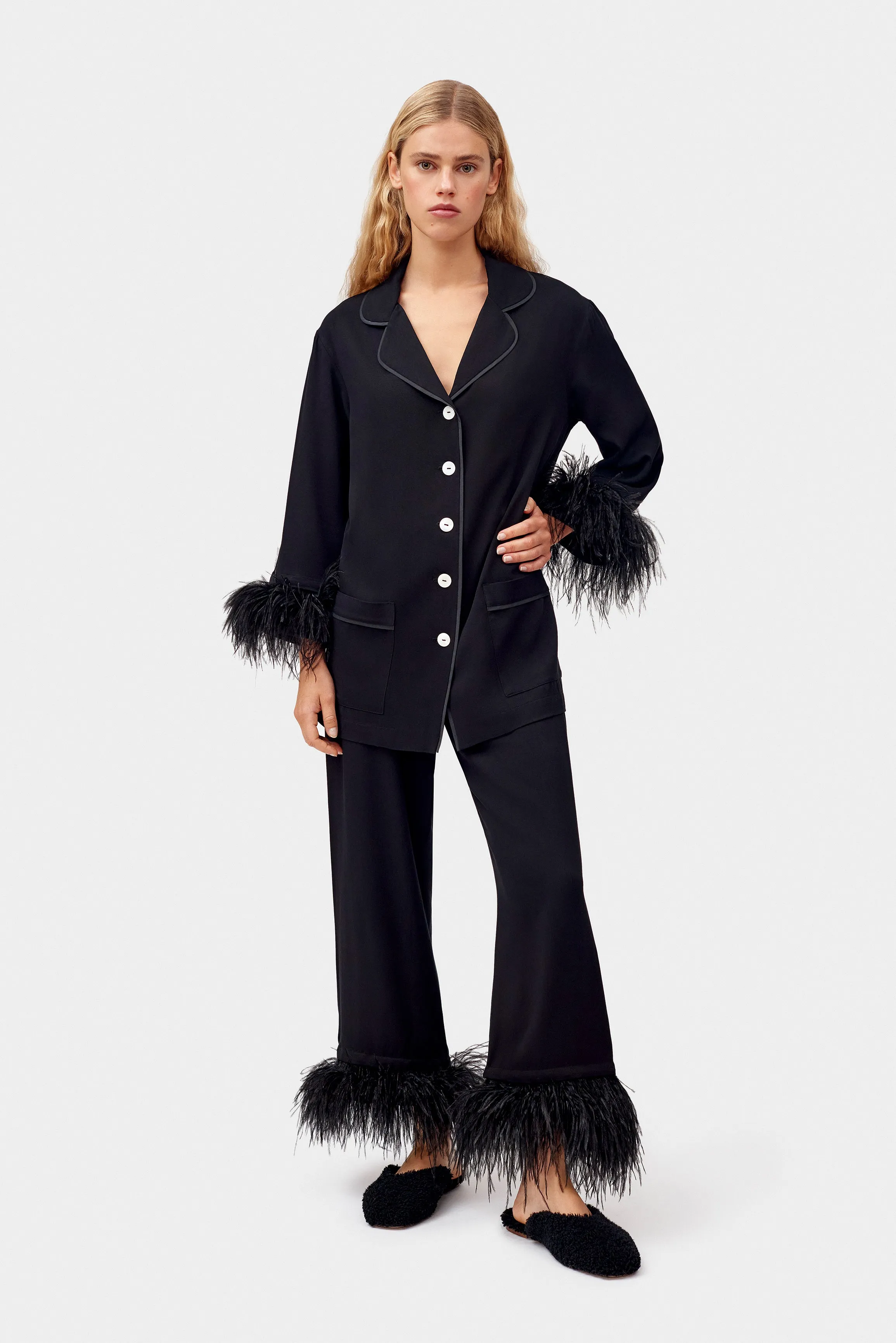 Party Pyjamas Set with Detachable Feathers - Black