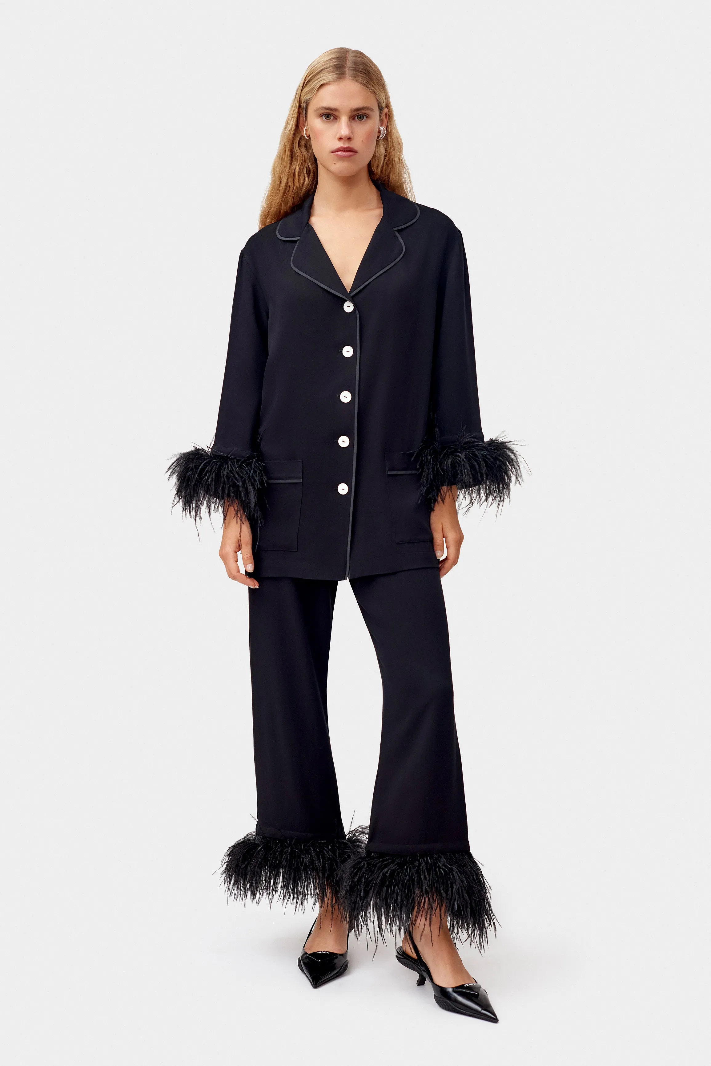Party Pyjamas Set with Detachable Feathers - Black