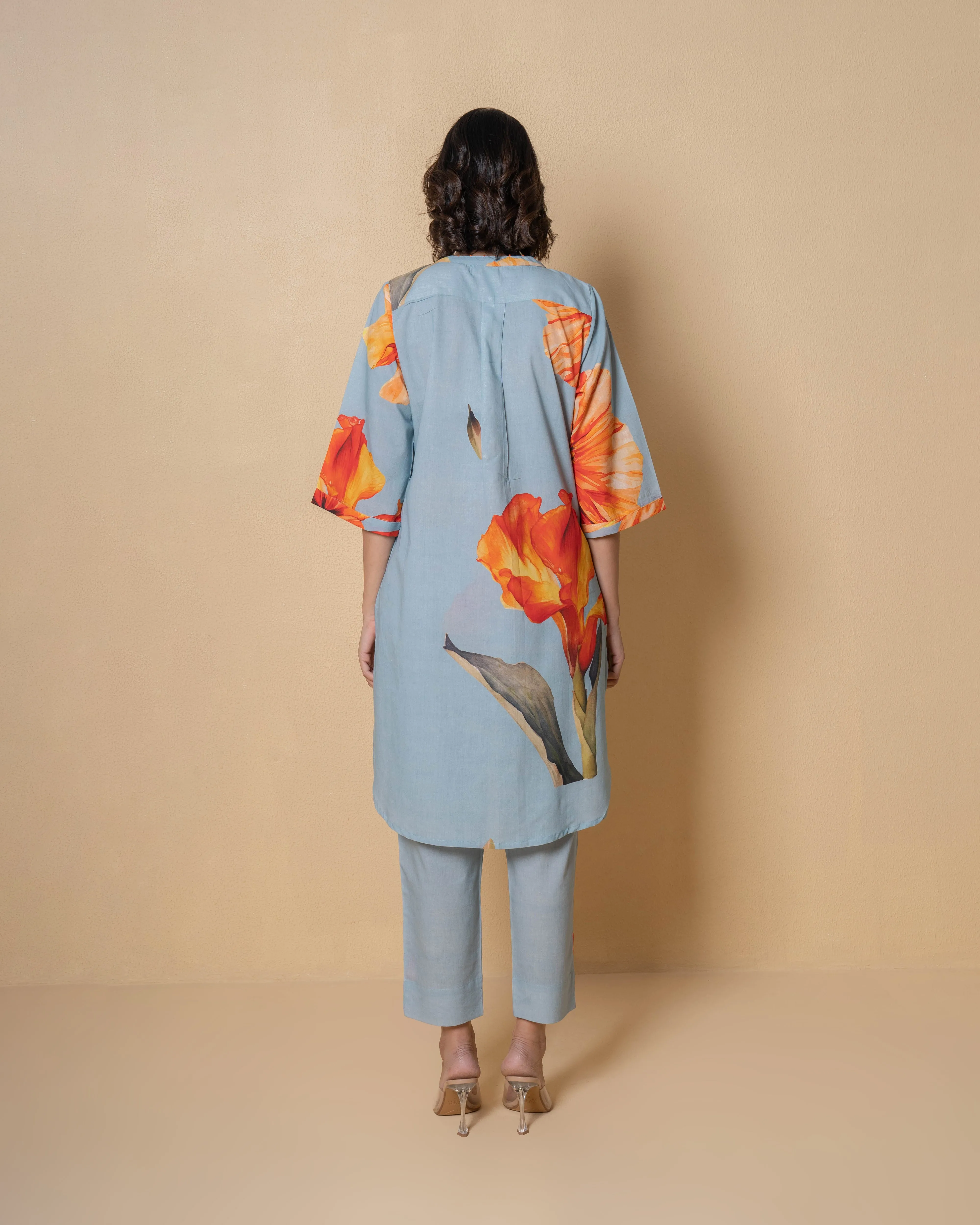 Pastel Paradise Digital Print Powder Blue Cotton Co-ord Set