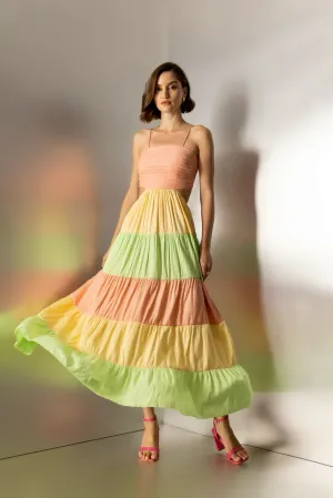 Petal whispers - tiered maxi dress in pastels