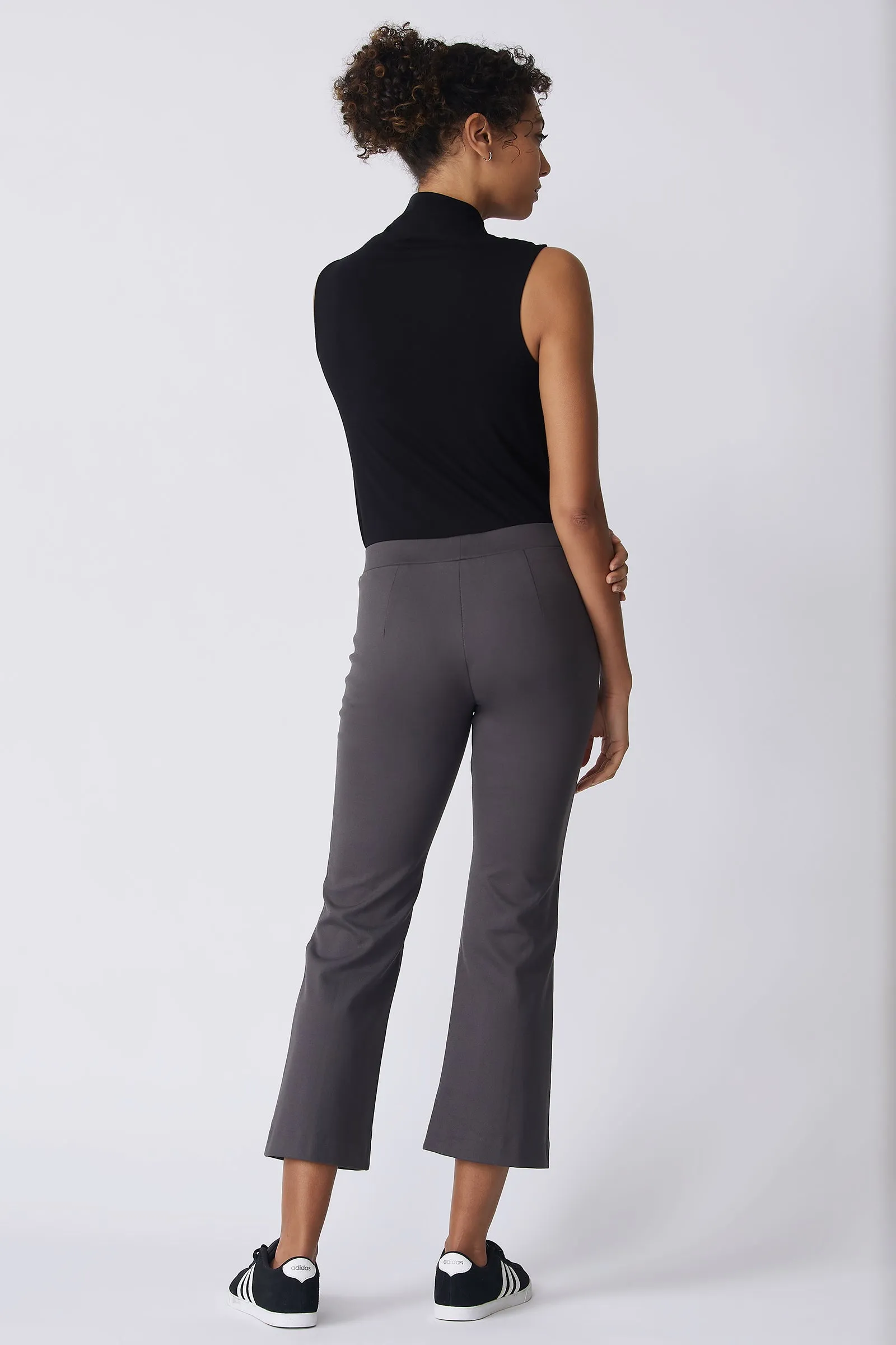 Pintuck Crop Flare - Charcoal