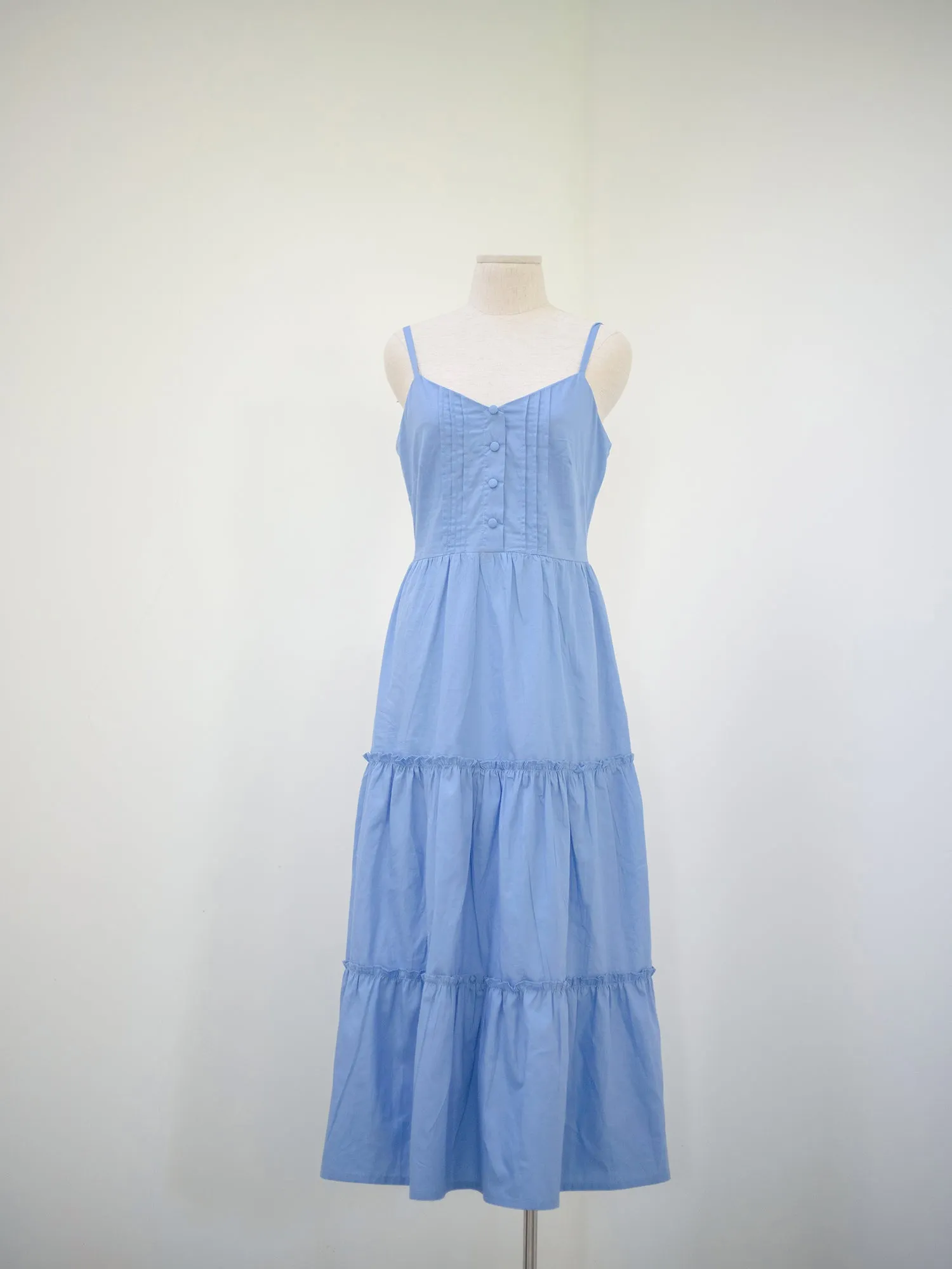 Pintuck Detailed Tiered Midi Dress