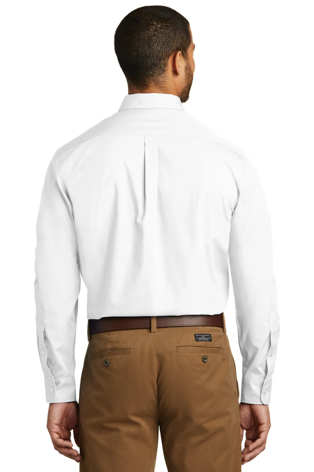 Port Authority Tall Long Sleeve Carefree Poplin Shirt. TW100 White Tall