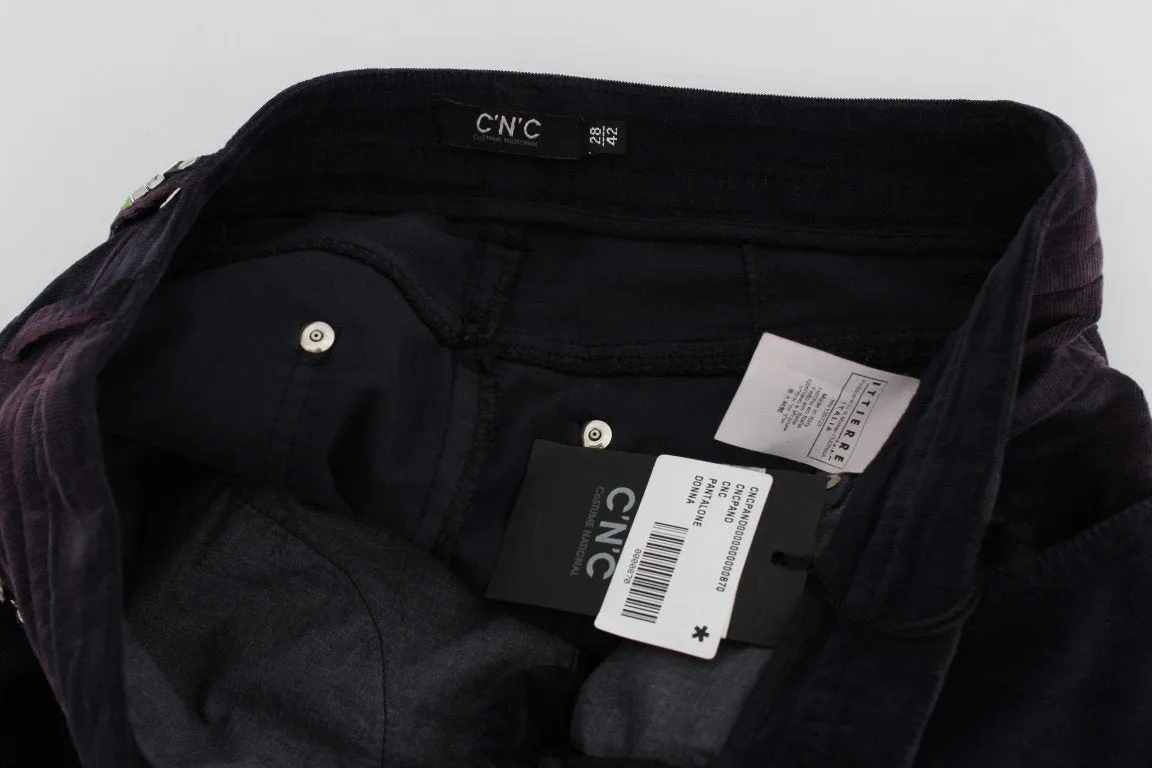Purple Cropped Corduroys Jeans