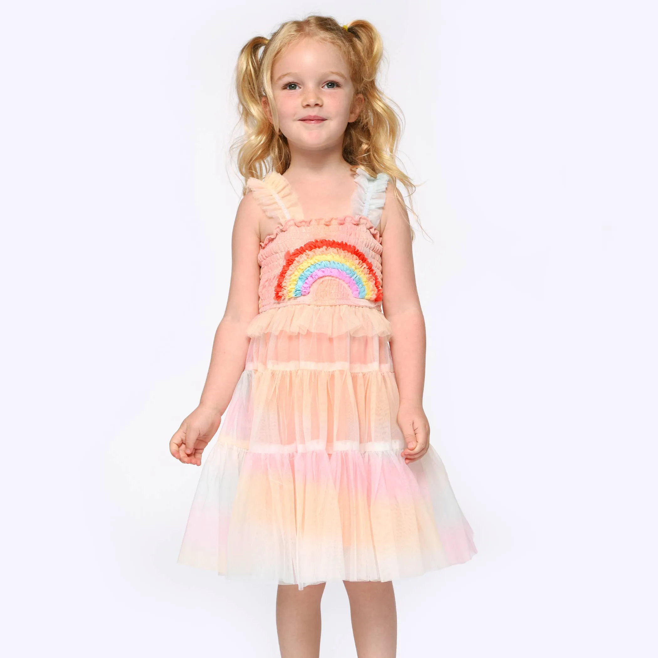 Rainbow Mesh Tiered Dress  || Hannah Banana