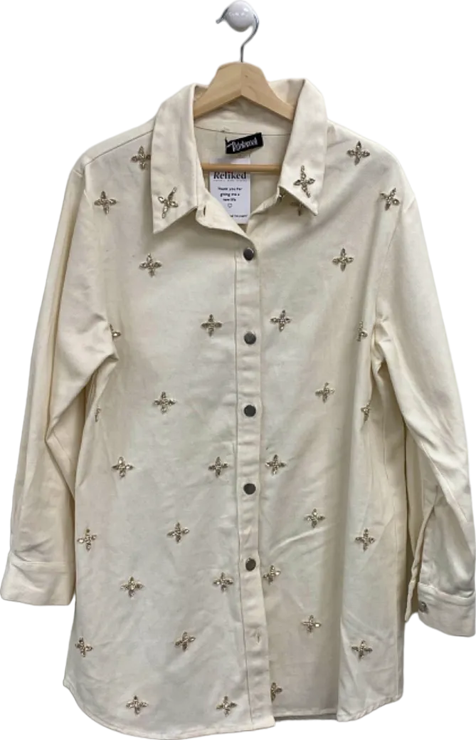 Rdalamal Cream Embroidered Shirt UK L