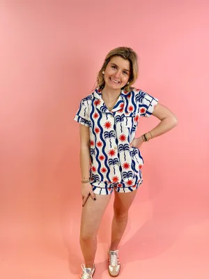 Red, White & Breeze Pima Knit Short Set