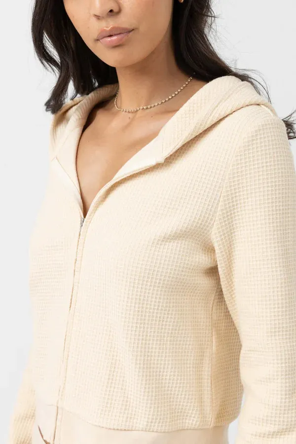 RHYTHM WOMENS LIGHT LAYER ZIP UP CREAM