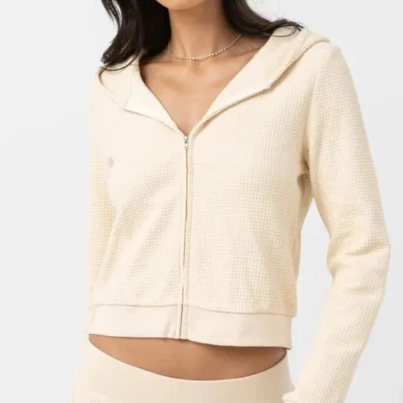 RHYTHM WOMENS LIGHT LAYER ZIP UP CREAM