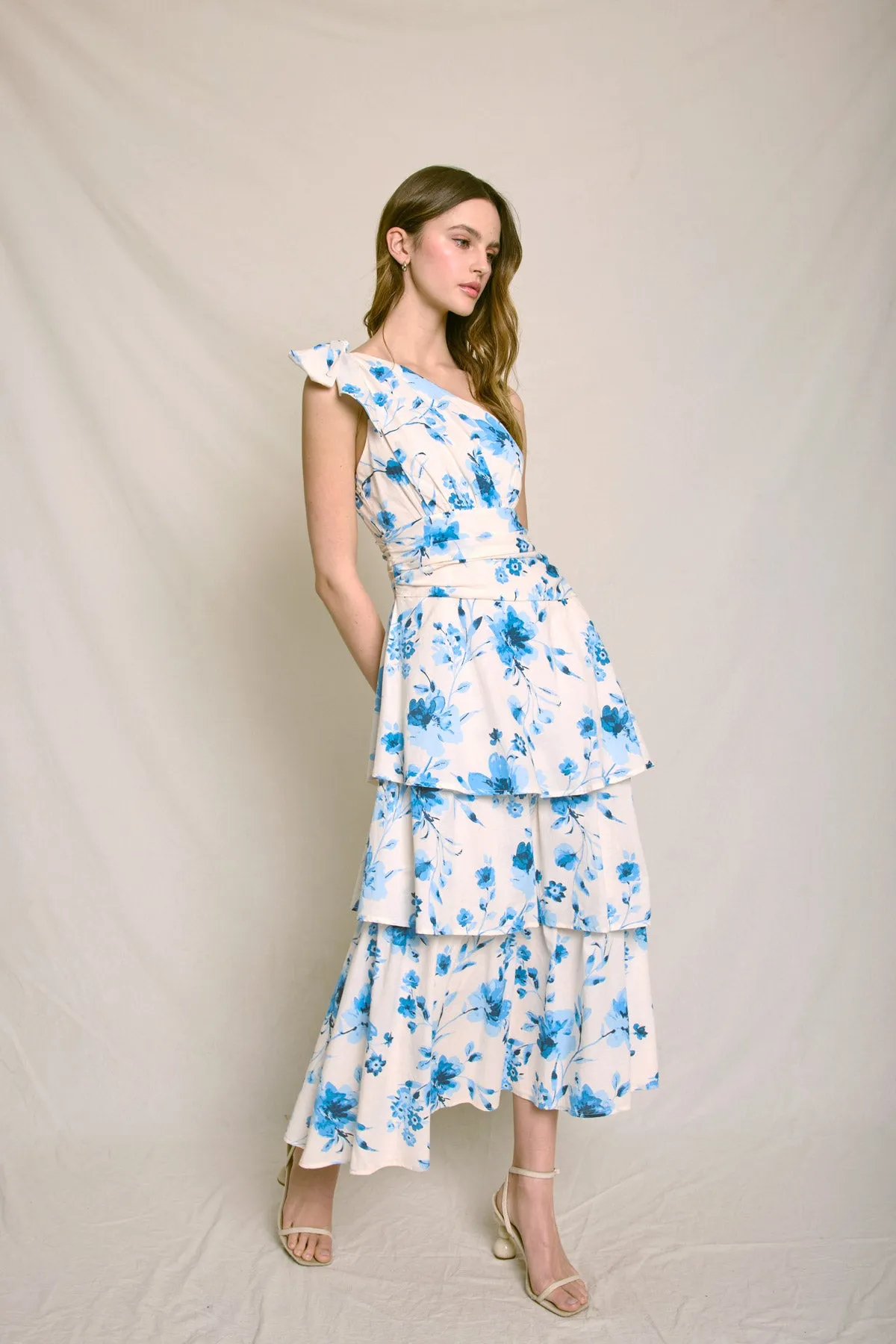 Rosalyn One Shoulder Bow Detail Maxi Dress