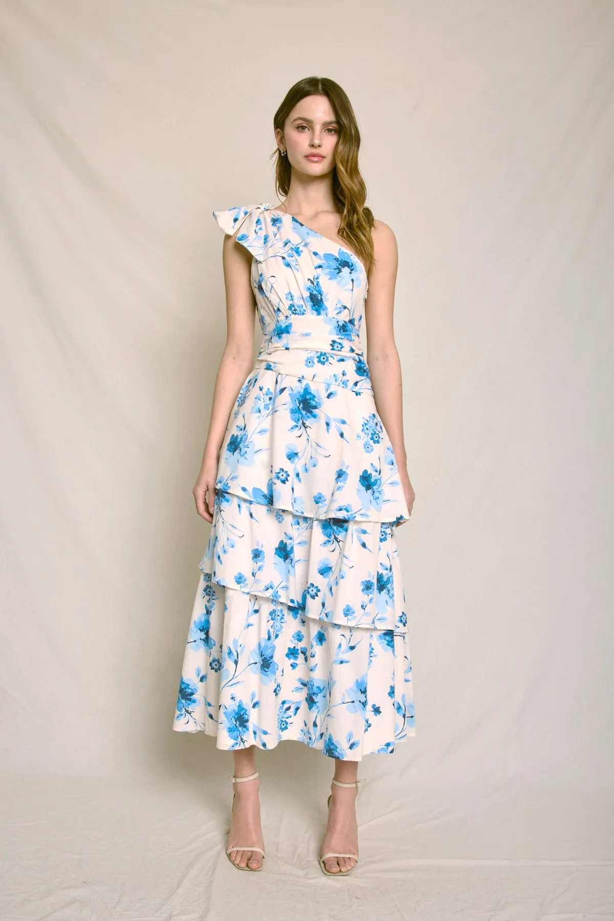 Rosalyn One Shoulder Bow Detail Maxi Dress
