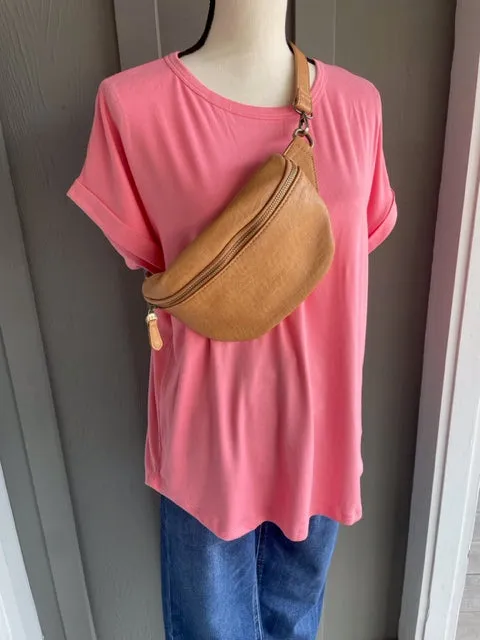 Round Neck Short Sleeve Knit Top - Blossom