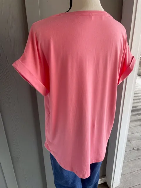 Round Neck Short Sleeve Knit Top - Blossom