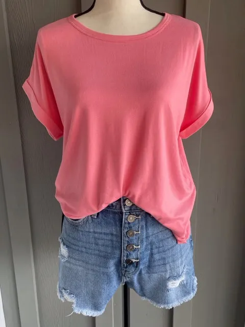 Round Neck Short Sleeve Knit Top - Blossom