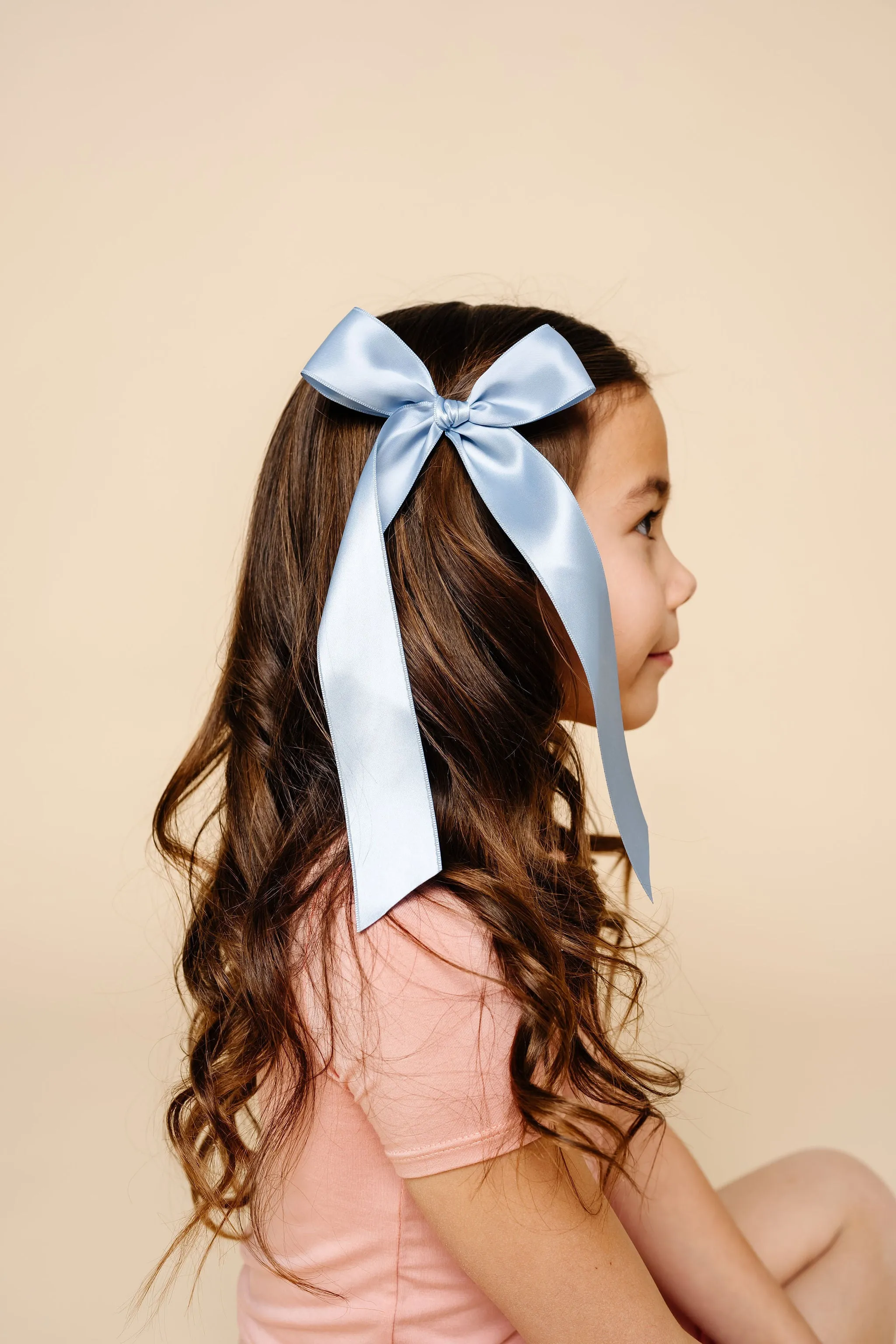 Satin Bow - French Blue Sash Clip