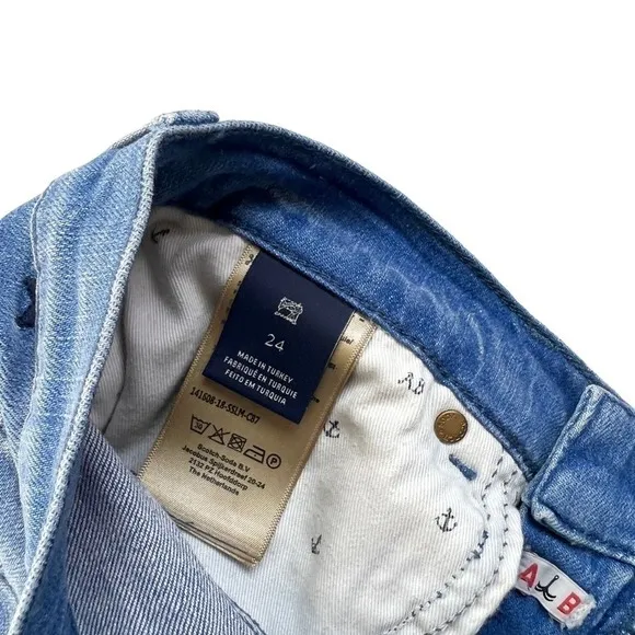 Scotch &amp; Soda Stars All Over Cuffed Blue Jean Denim Shorts Size 24 NWT $115