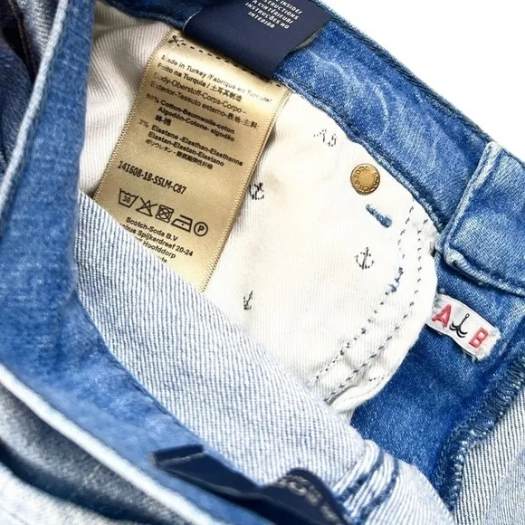 Scotch &amp; Soda Stars All Over Cuffed Blue Jean Denim Shorts Size 24 NWT $115