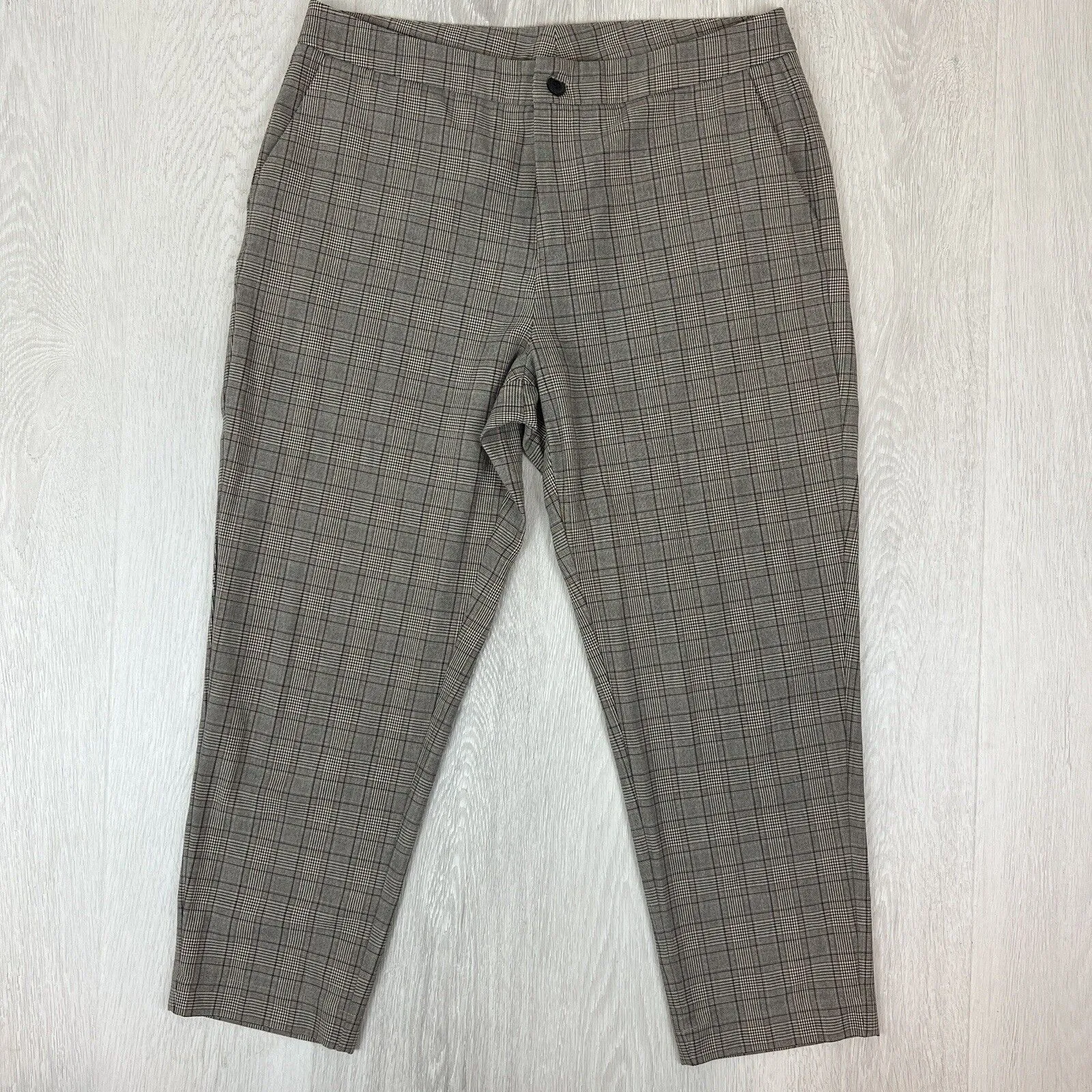 Seed Heritage Womens Plaid Brown Cropped Dress Pants Size 14