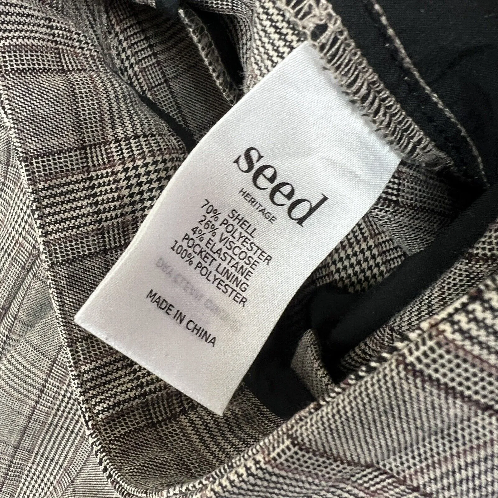 Seed Heritage Womens Plaid Brown Cropped Dress Pants Size 14