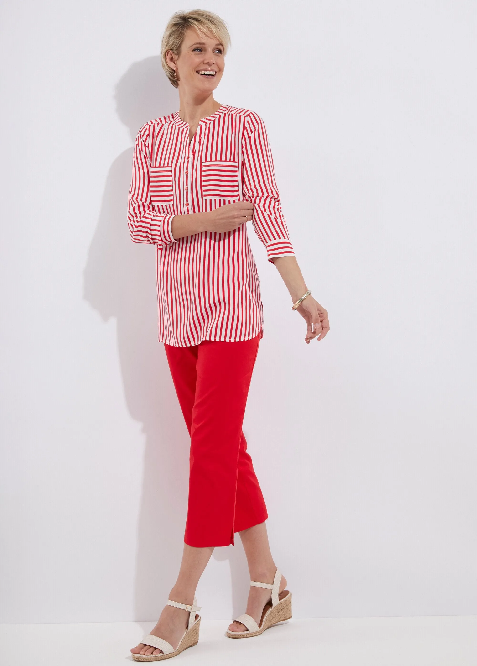 Semi-elasticated waist satin cropped pants