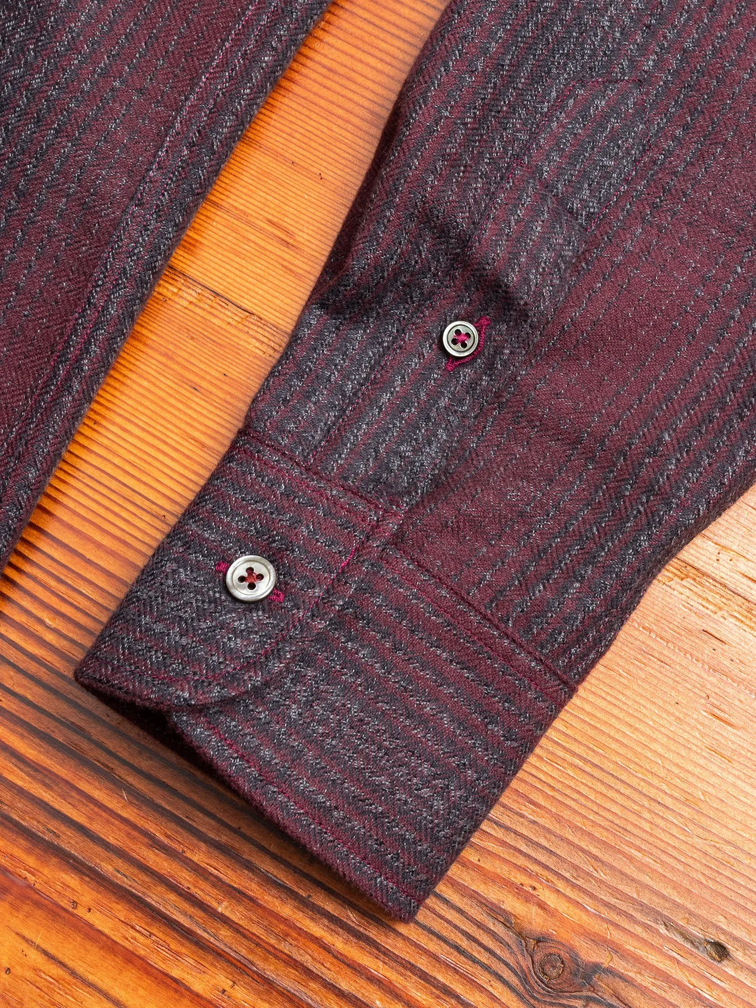 Shadow Plaid Flannel Button-Down Shirt in Maroon