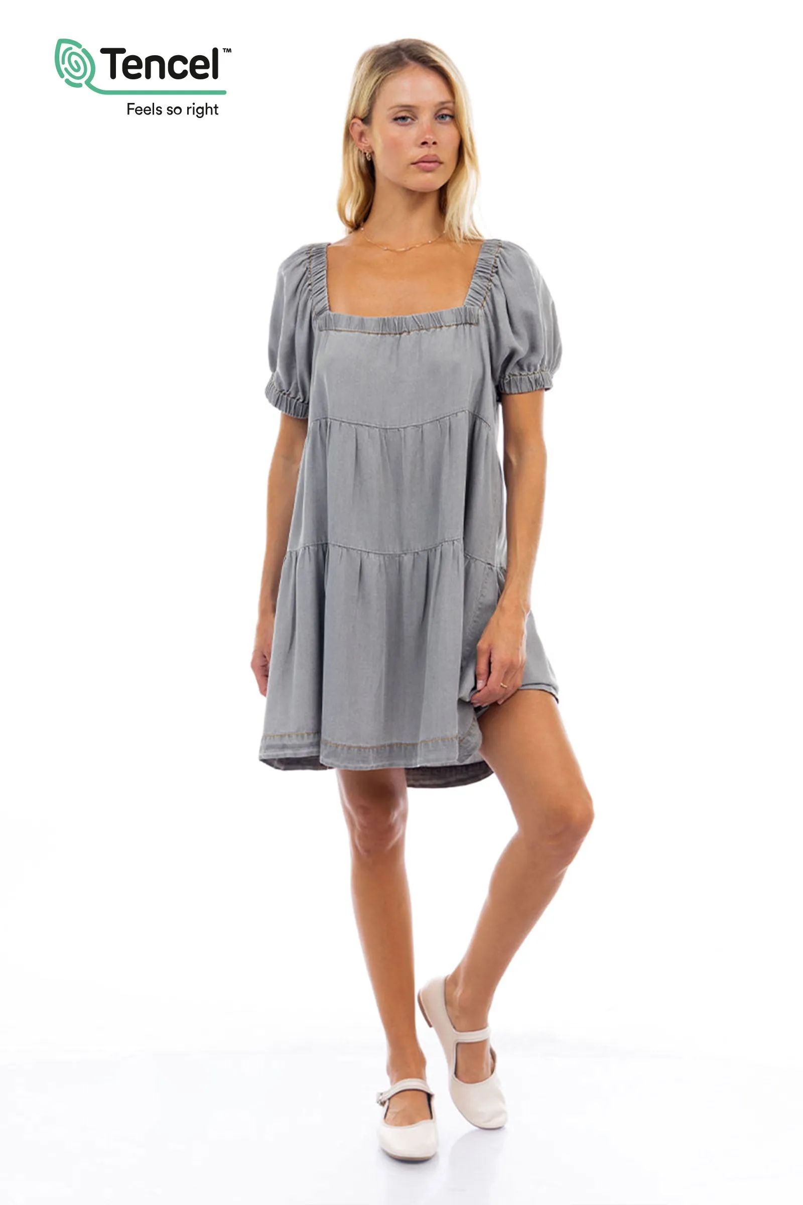 Short Sleeve Tiered Mini Dress