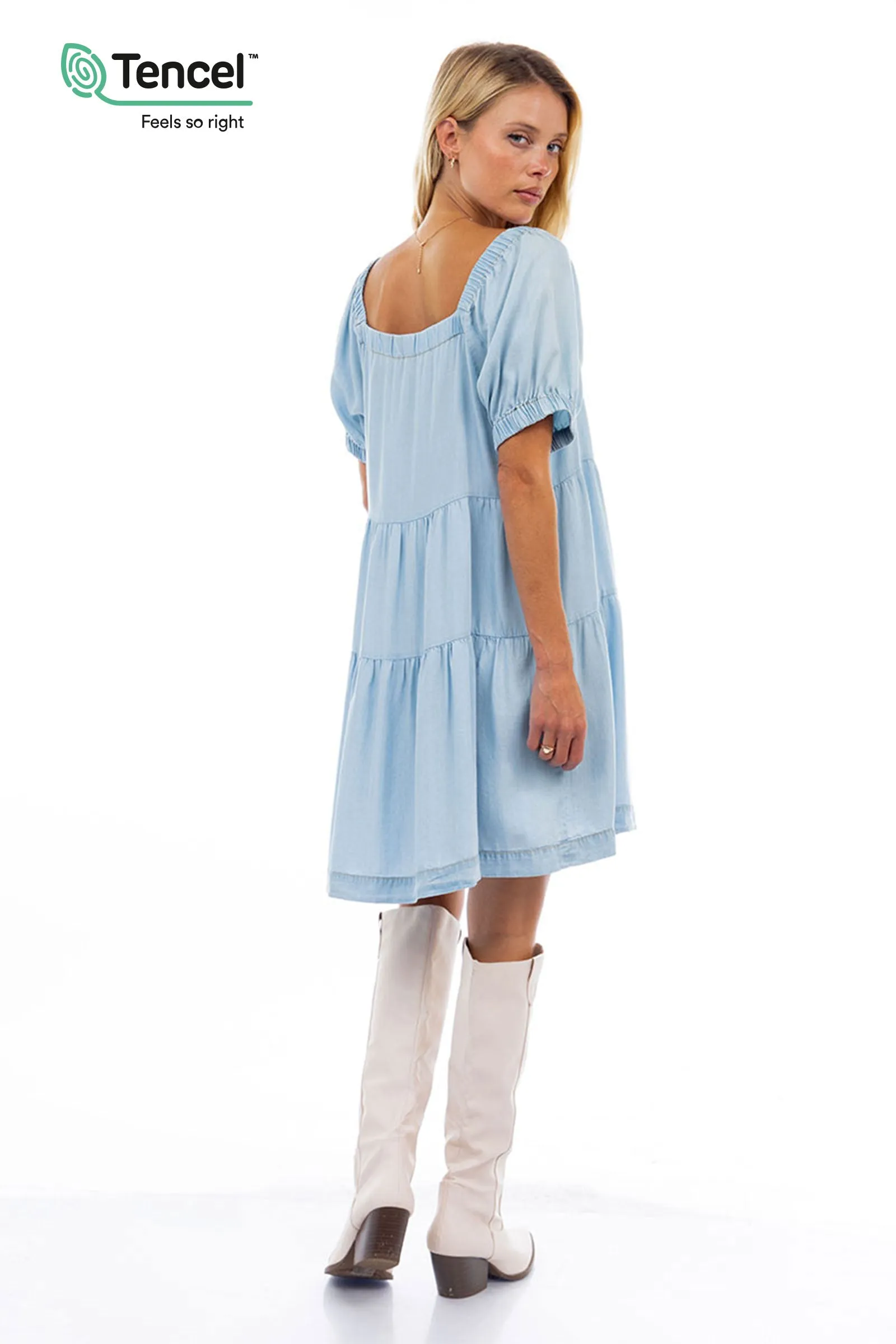 Short Sleeve Tiered Mini Dress