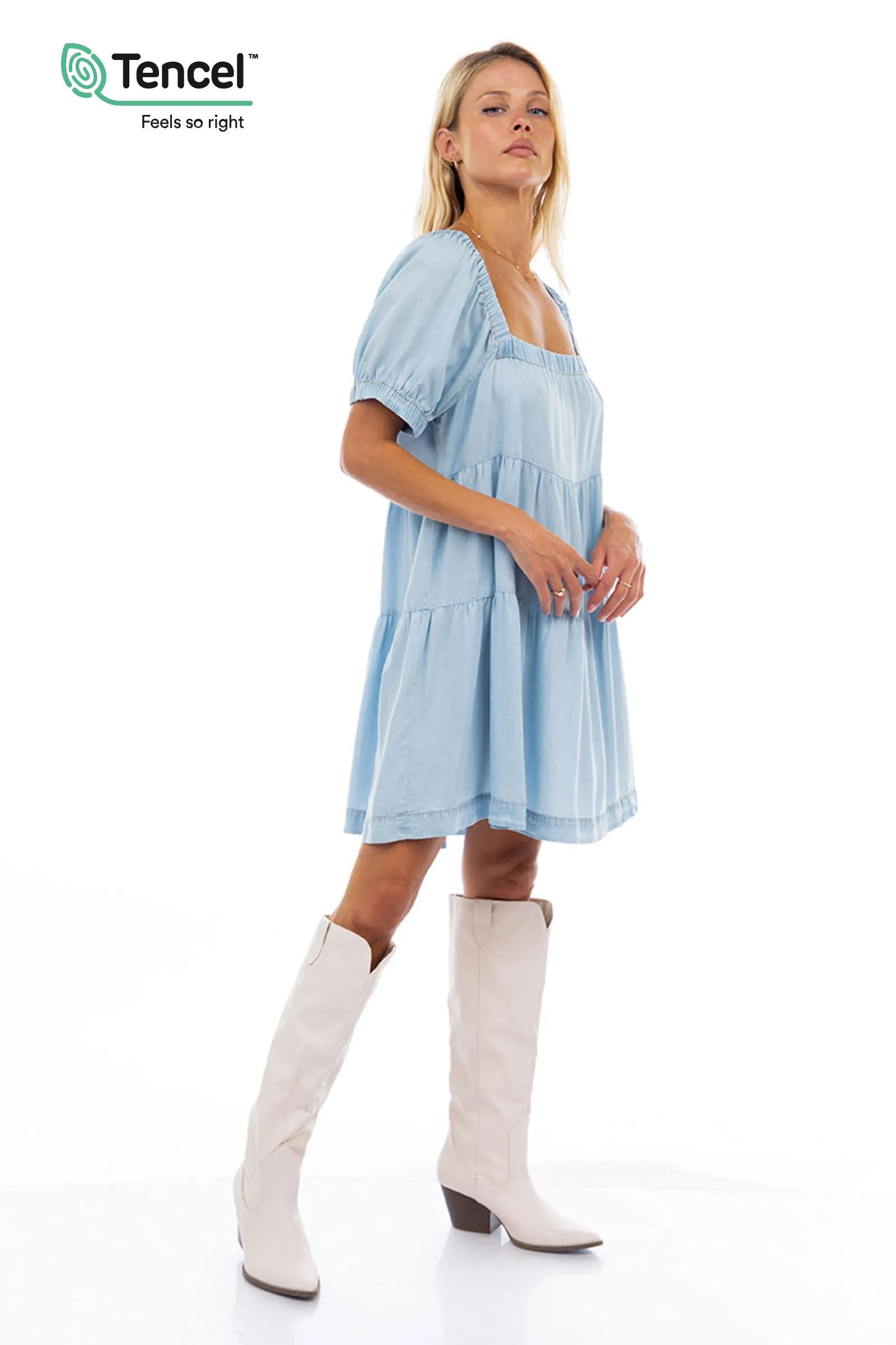 Short Sleeve Tiered Mini Dress