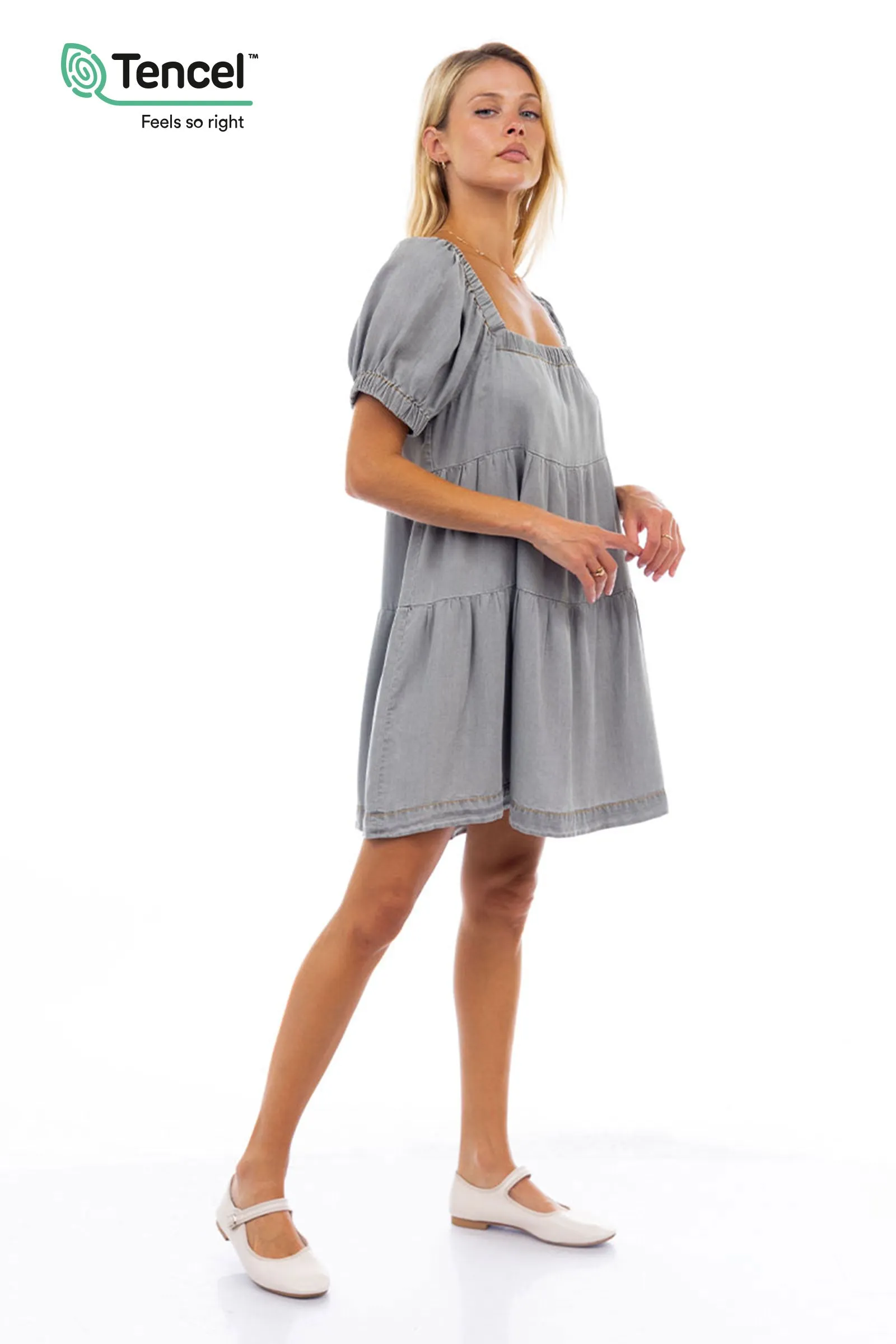 Short Sleeve Tiered Mini Dress
