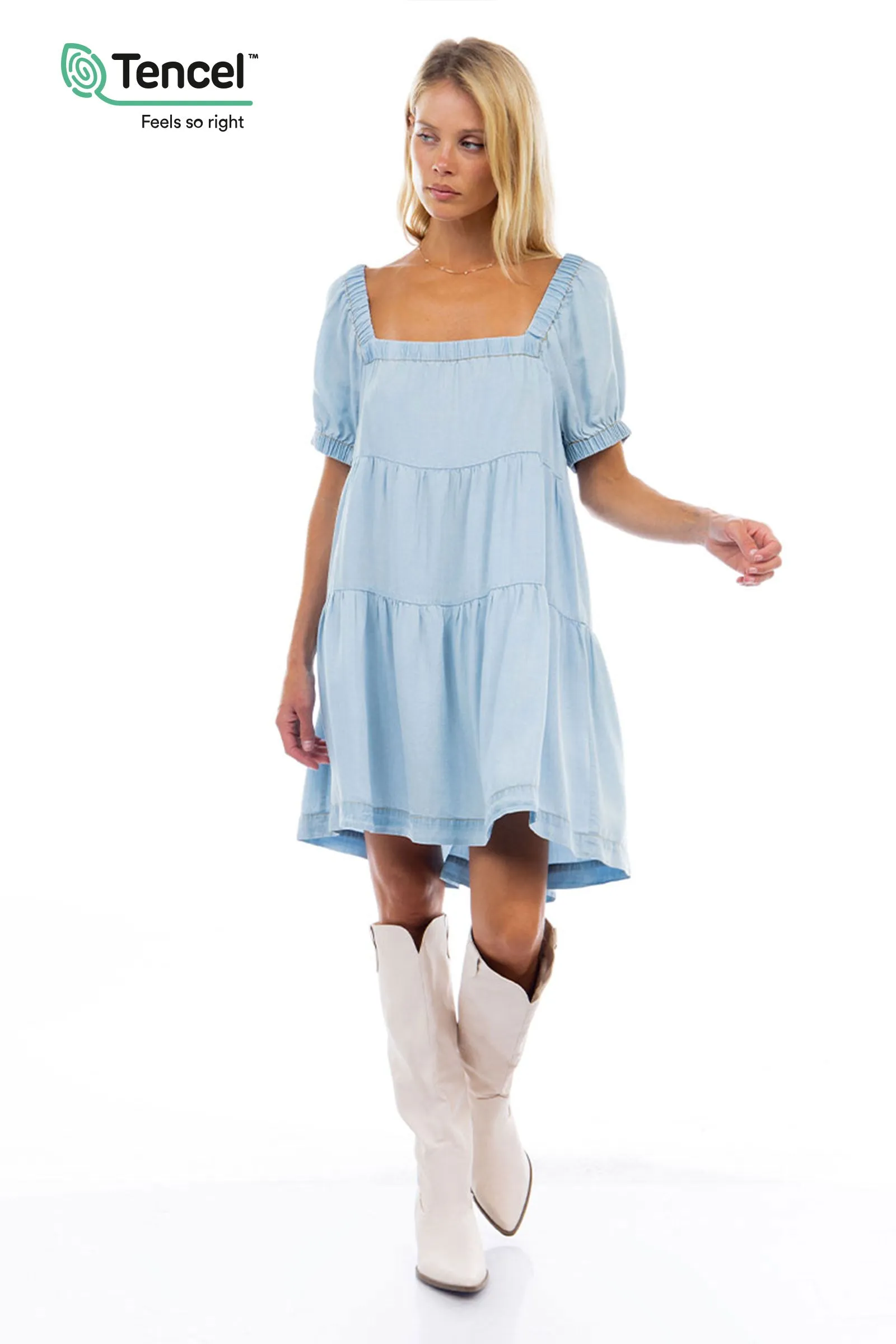 Short Sleeve Tiered Mini Dress