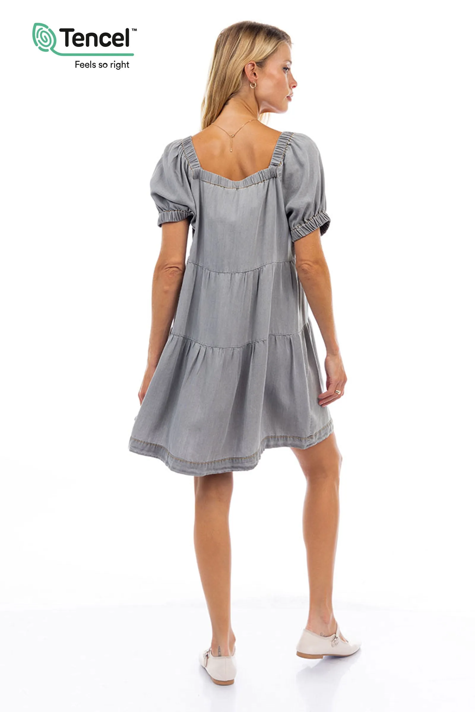 Short Sleeve Tiered Mini Dress